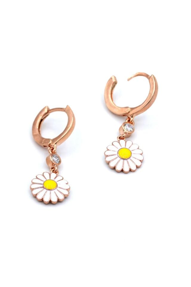 Papatya Modeli Roz Gümüş Küpe 106