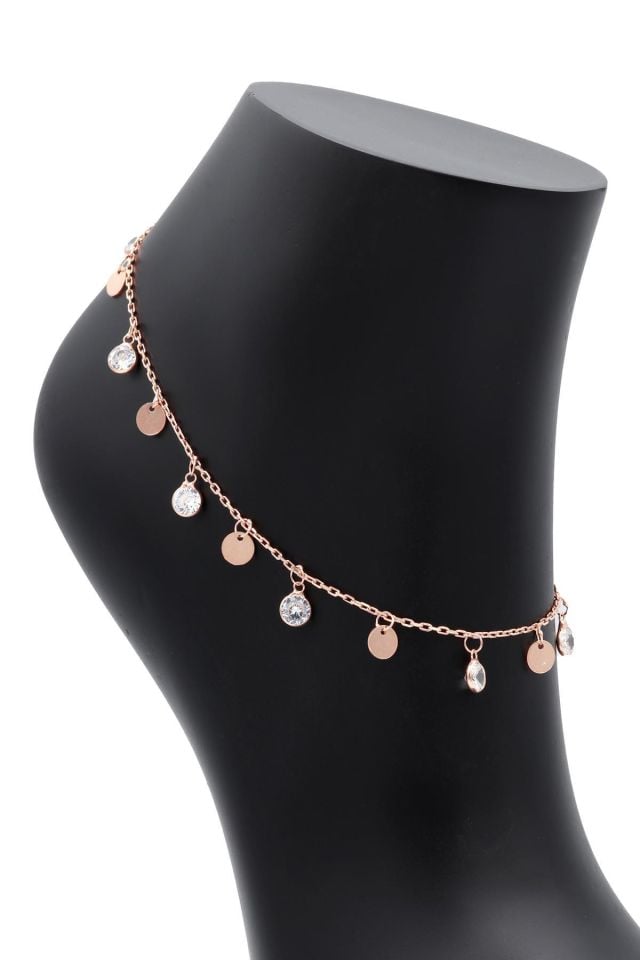Pullu Model Zirkon Taşlı Roz Gümüş Halhal 133
