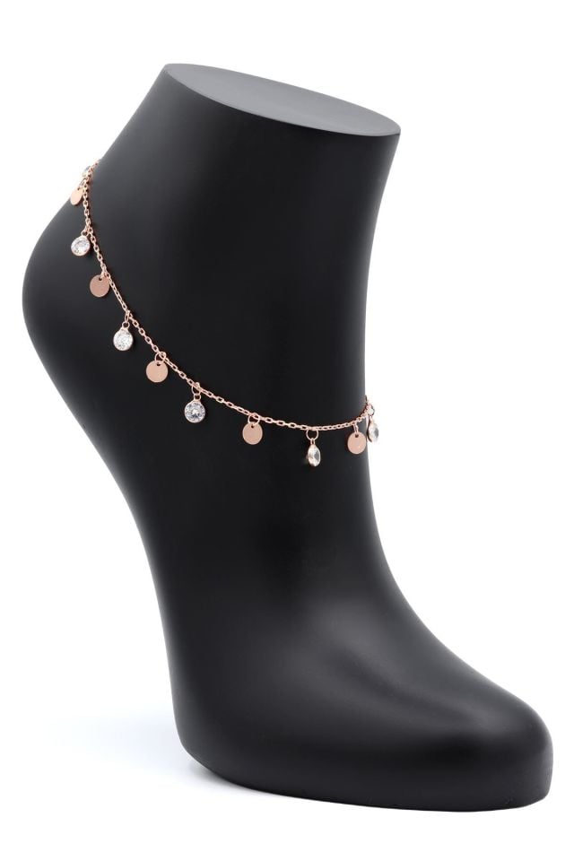 Pullu Model Zirkon Taşlı Roz Gümüş Halhal 133