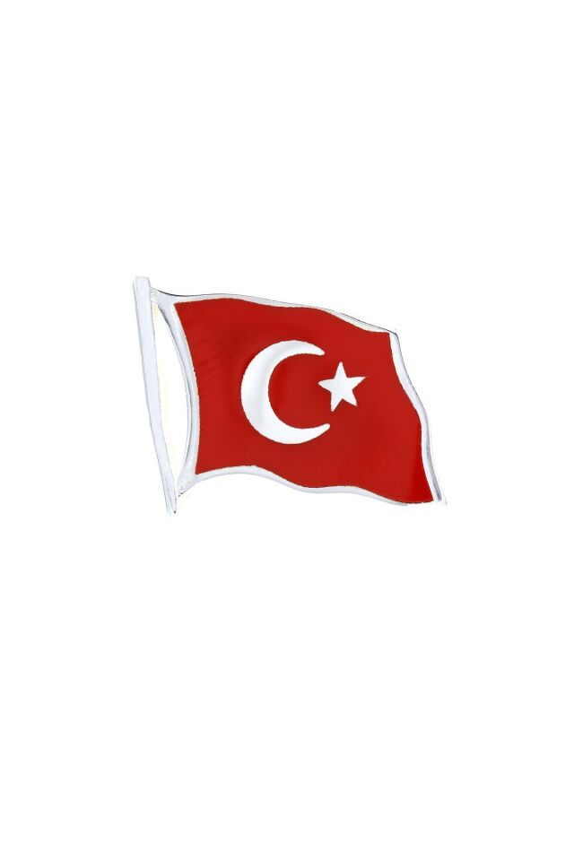 Dalgalı Türk Bayrağı Mineli Gümüş Rozet 023