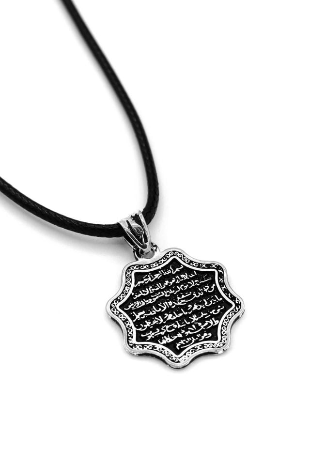 Ayetel Kürsi Yazılı Erkek Gümüş Kolye 057