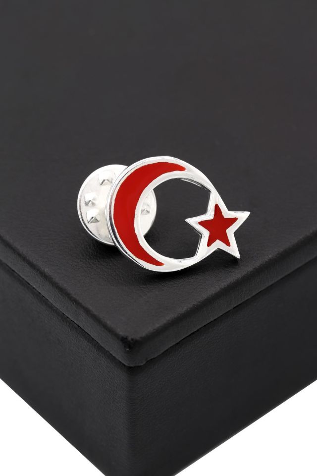 Ay Yıldız Mineli Gümüş Rozet 018