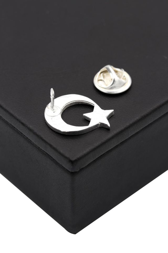 Ay Yıldız Mineli Gümüş Rozet 018