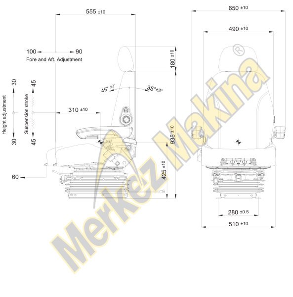 P225/CEA150D İŞ MAKİNALARI KOLTUKLARI