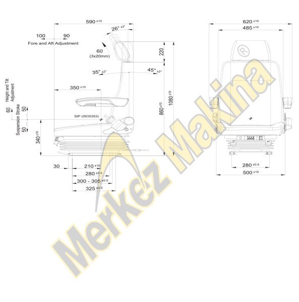 P1098/EA100F1 İŞ MAKİNALARI KOLTUKLARI