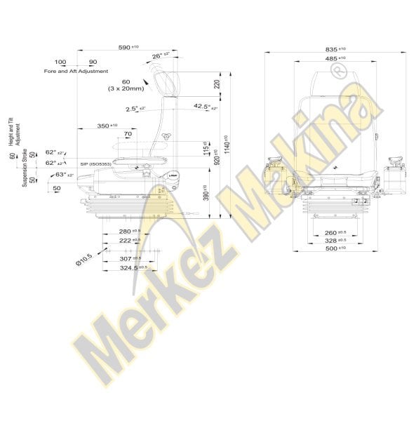 P1098WK/EA100G2 İŞ MAKİNALARI KOLTUKLARI