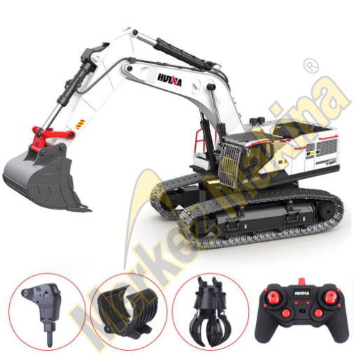 HUINA 1/14 profesyonel 22 Kanal RC Model 4 Farklı Kepçeli Ekskavatör Kazıcı Uzaktan Kumandalı Çok Fonksiyonlu İş Makinası 2.4G Sesli ve Işıklı 1594