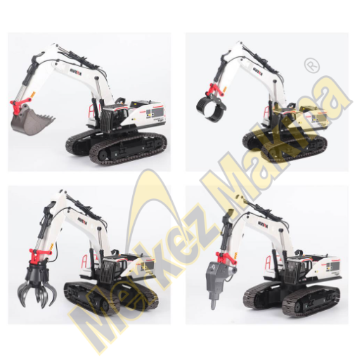 HUINA 1/14 profesyonel 22 Kanal RC Model 4 Farklı Kepçeli Ekskavatör Kazıcı Uzaktan Kumandalı Çok Fonksiyonlu İş Makinası 2.4G Sesli ve Işıklı 1594