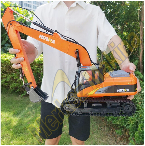 HUINA 1/14 Yüksek Kalite 15 Kanal RC Model Ekskavatör Paletli Kepçe Kazıcı Uzaktan Kumandalı Çok Fonksiyonlu RC İş Makinası - 2.4G Full Fonksiyon Sesli ve Işıklı 1551 Turuncu (Uzun Kol)
