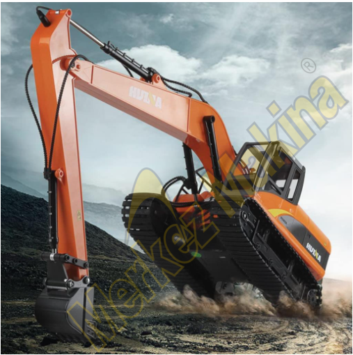 HUINA 1/14 Yüksek Kalite 15 Kanal RC Model Ekskavatör Paletli Kepçe Kazıcı Uzaktan Kumandalı Çok Fonksiyonlu RC İş Makinası - 2.4G Full Fonksiyon Sesli ve Işıklı 1551 Turuncu (Uzun Kol)