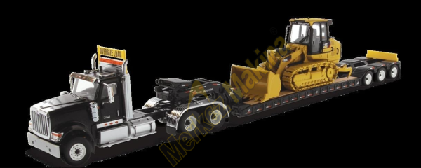 1:50 Ölçek International HX520 Siyah Çekici +XL 120 Dorse ve Cat 963K Dozer Sergilemeye Hazır Metal Model
