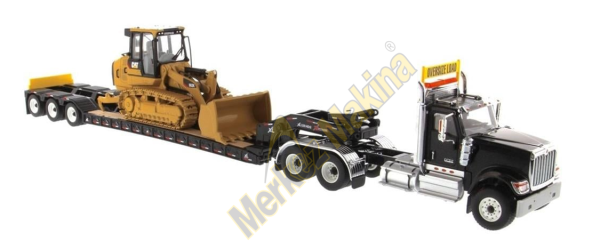 1:50 Ölçek International HX520 Siyah Çekici +XL 120 Dorse ve Cat 963K Dozer Sergilemeye Hazır Metal Model
