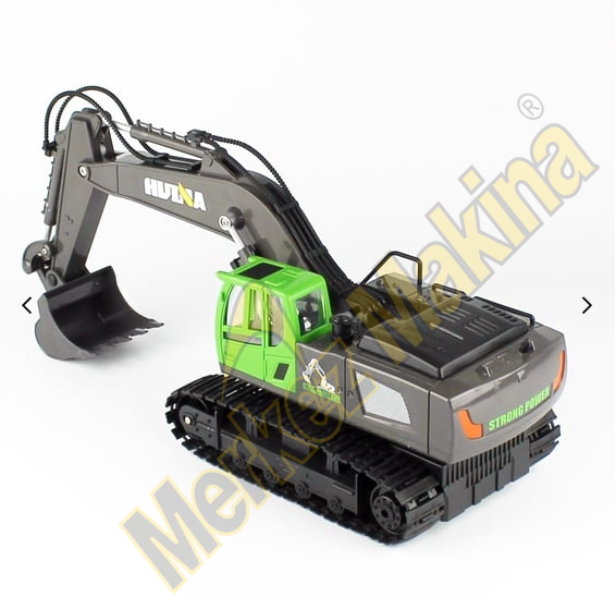 Huina 1558 1/18 Ölçek Ekskavatör Yeşil Gövdeli 11 Kanal Uzaktan Kumandalı İş Makinası