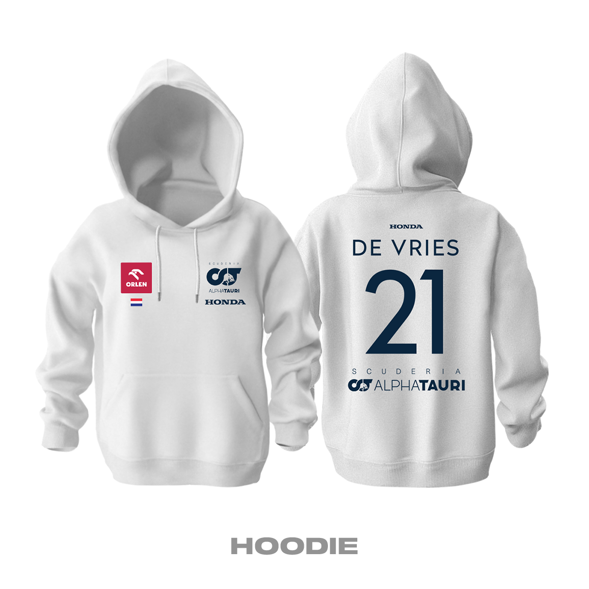 Scuderia AlphaTauri: White Crew Edition 2023 Kapüşonlu Hoodie