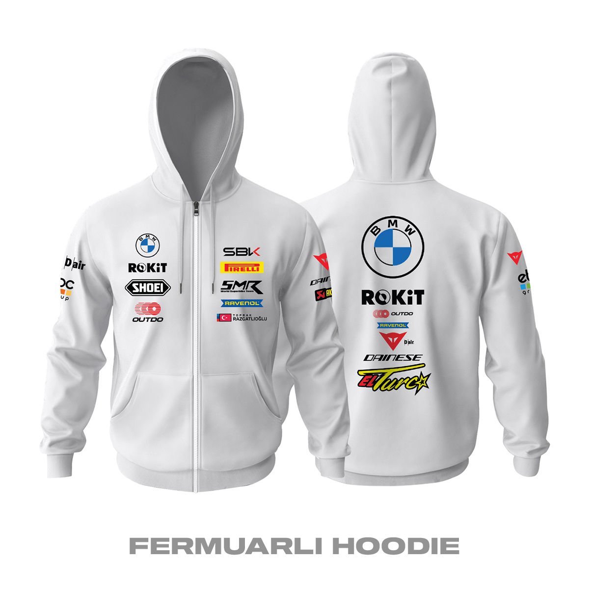 BMW ROKIT: WSBK Team - White Edition 2024/2025 Fermuarlı Kapüşonlu Hoodie