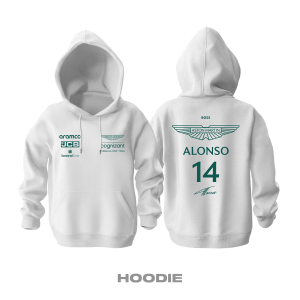 Aston Martin F1 Team: White Crew Edition 2023 Kapüşonlu Hoodie