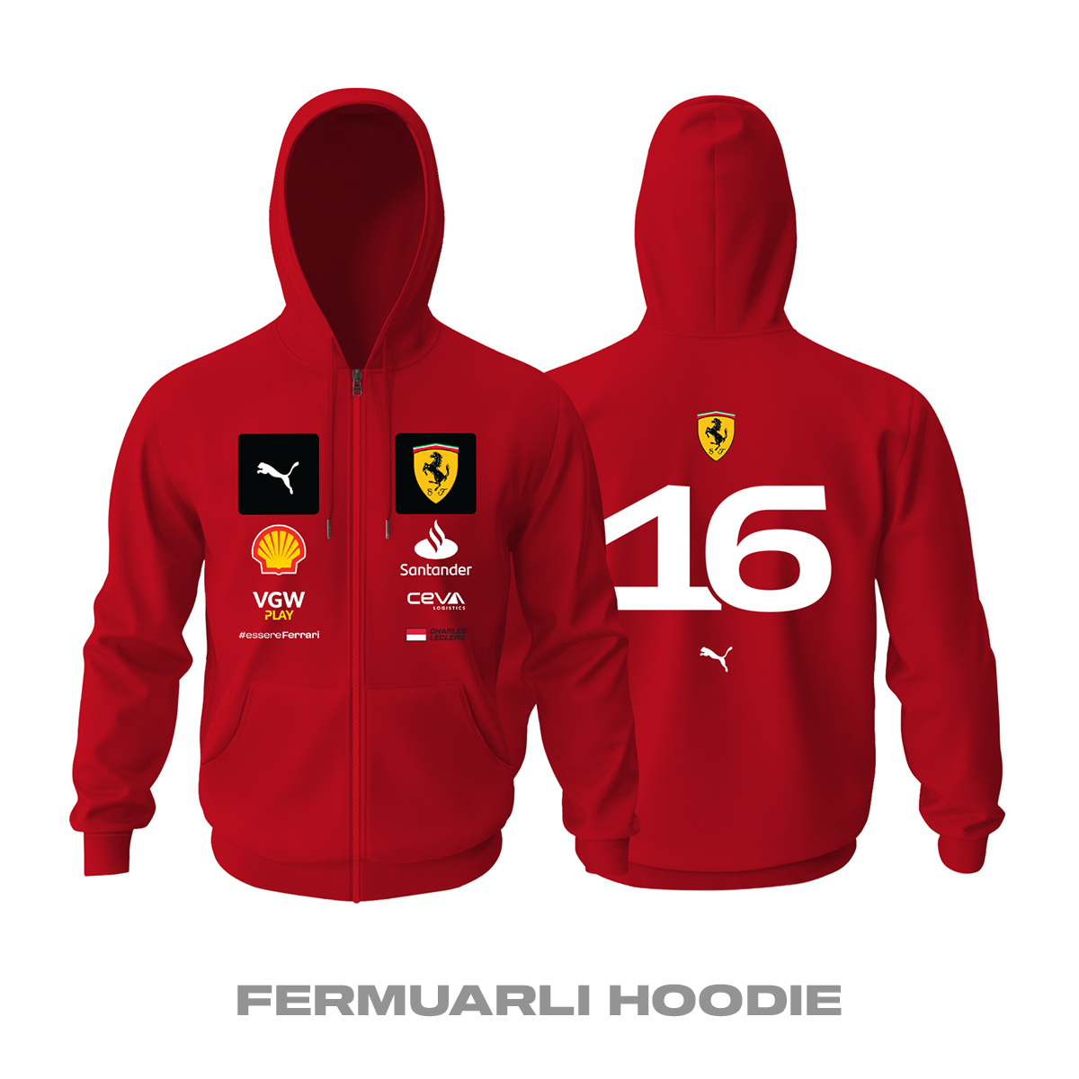 Scuderia Ferrari: Red Edition 2023 Fermuarlı Kapüşonlu Hoodie