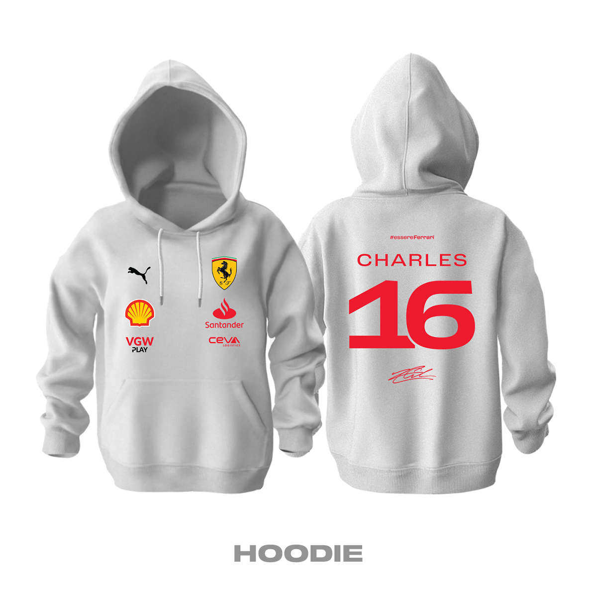 Scuderia Ferrari: White Crew Edition 2023 Kapüşonlu Hoodie