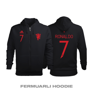 Manchester United: Black Devil Edition 2021/2022 Fermuarlı Kapüşonlu Hoodie