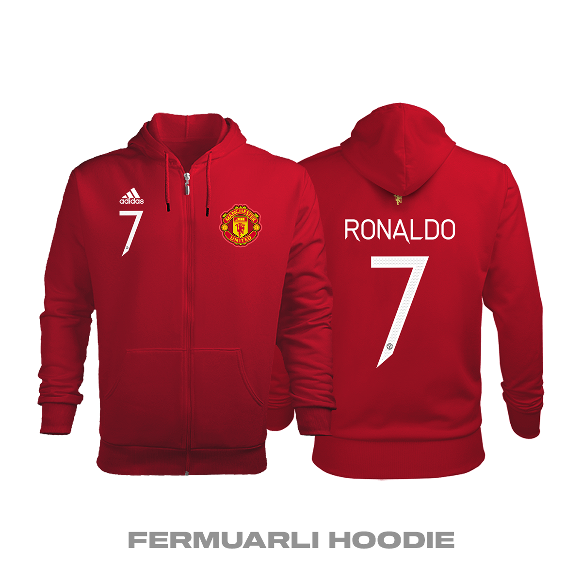 Manchester United: Home Edition 2021/2022 Fermuarlı Kapüşonlu Hoodie