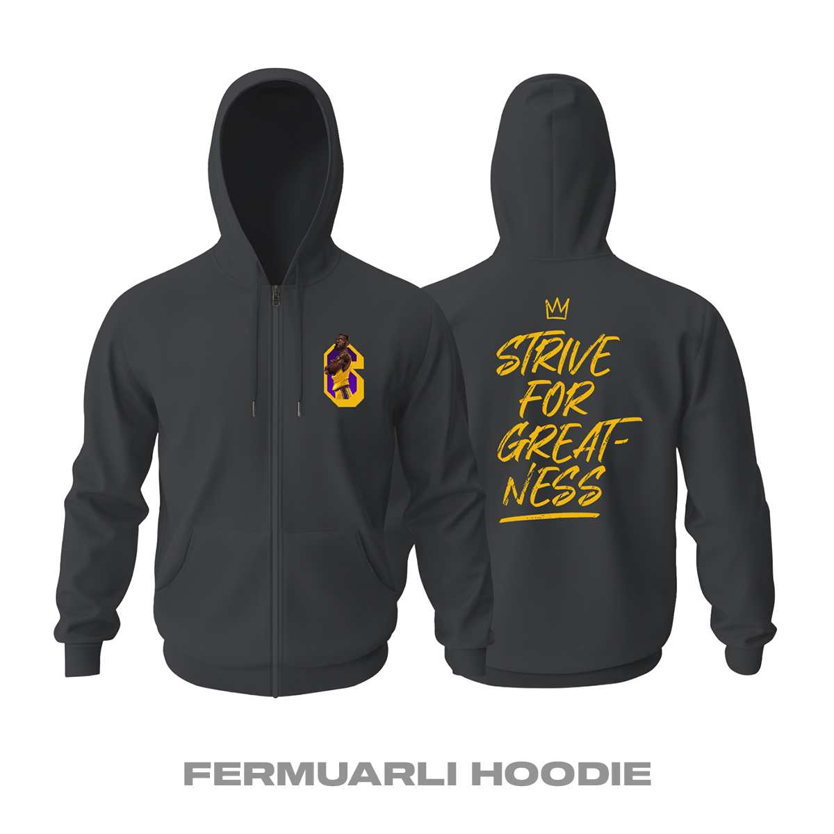 Strive For Greatness LeBron Fermuarlı Kapüşonlu Hoodie