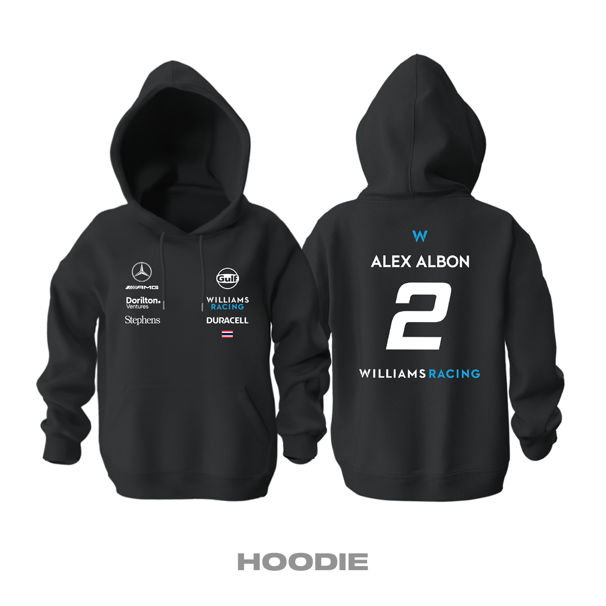 Williams Racing: Black Crew Edition 2023 Kapüşonlu Hoodie