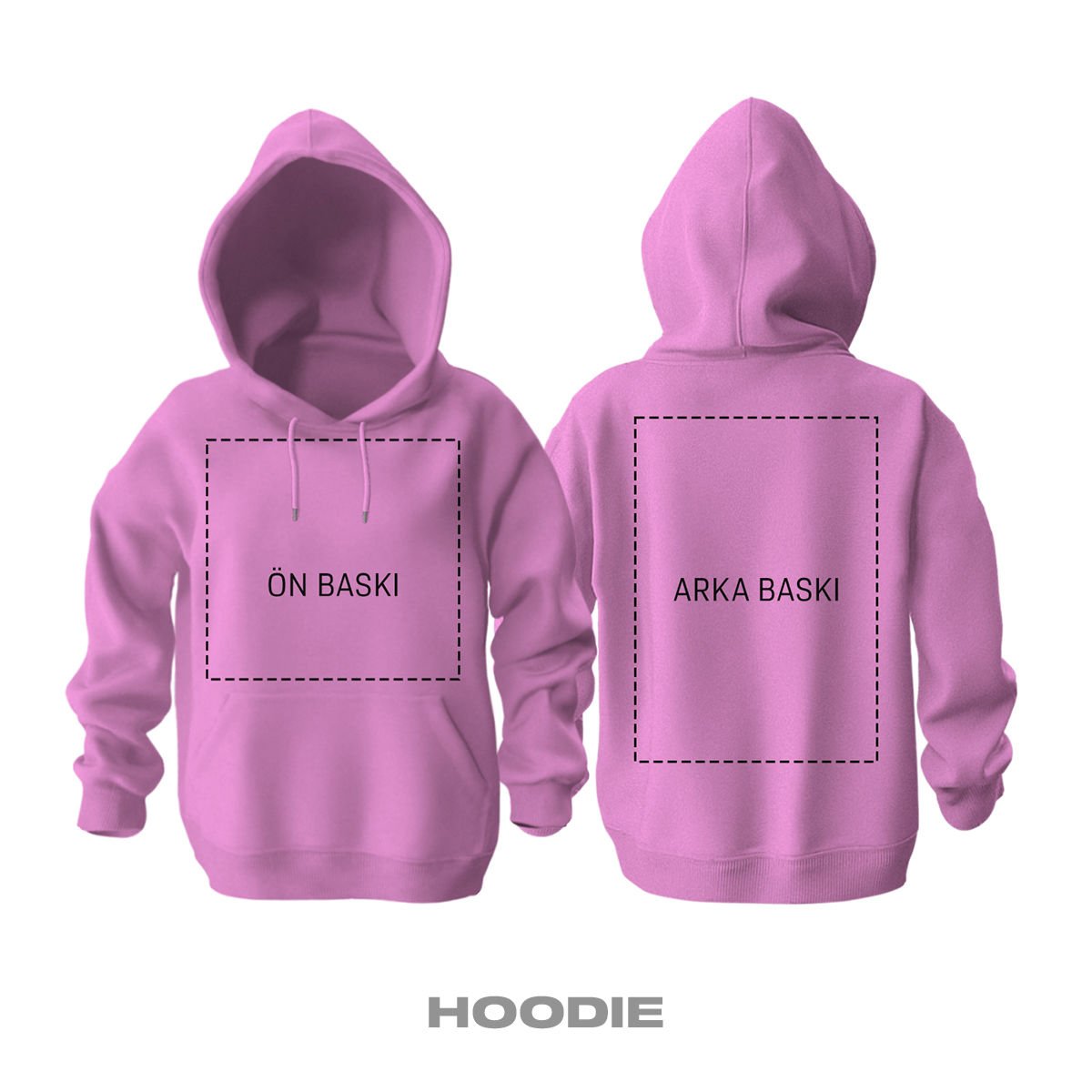 Kişisel Baskı - Pembe Kapüşonlu Hoodie