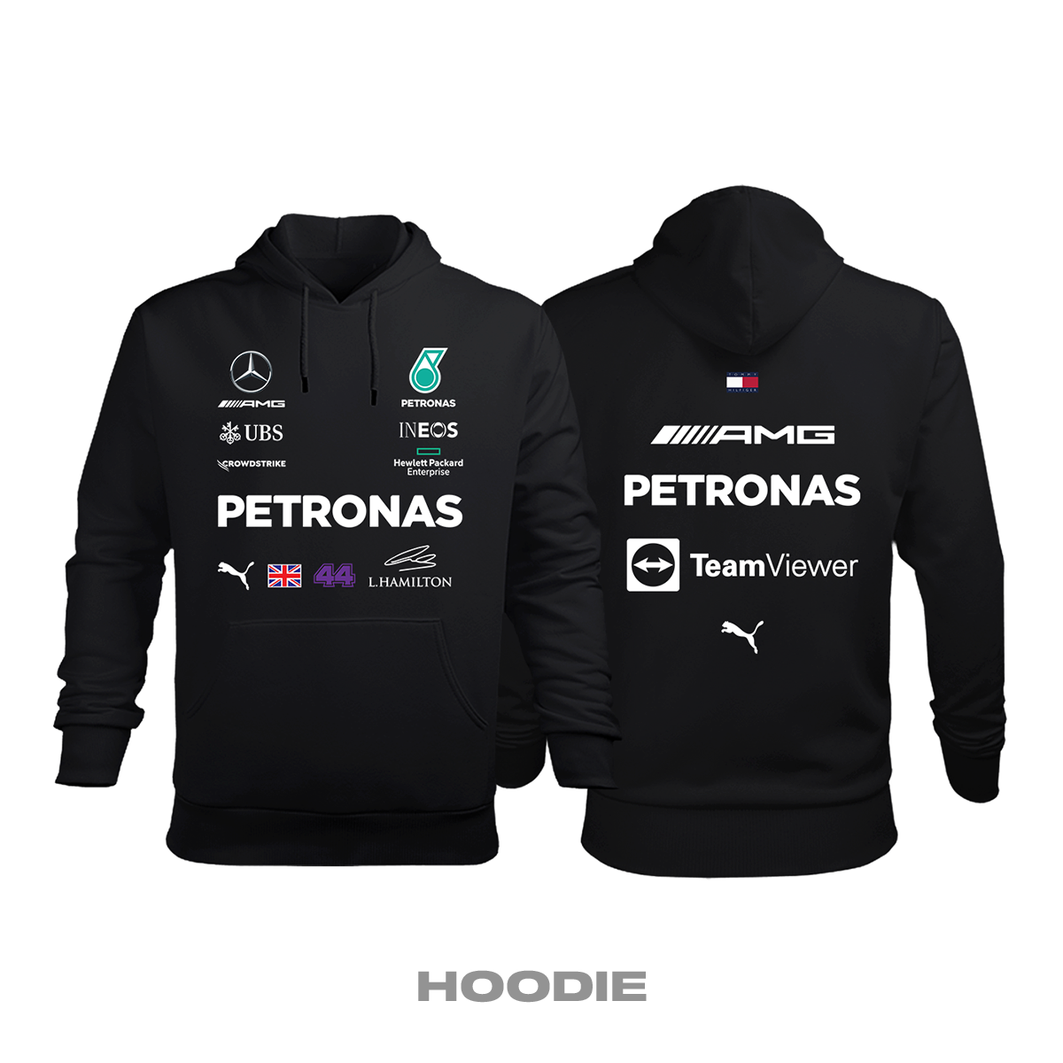 AMG Petronas F1 Team: Black Edition 2022 Kapüşonlu Hoodie
