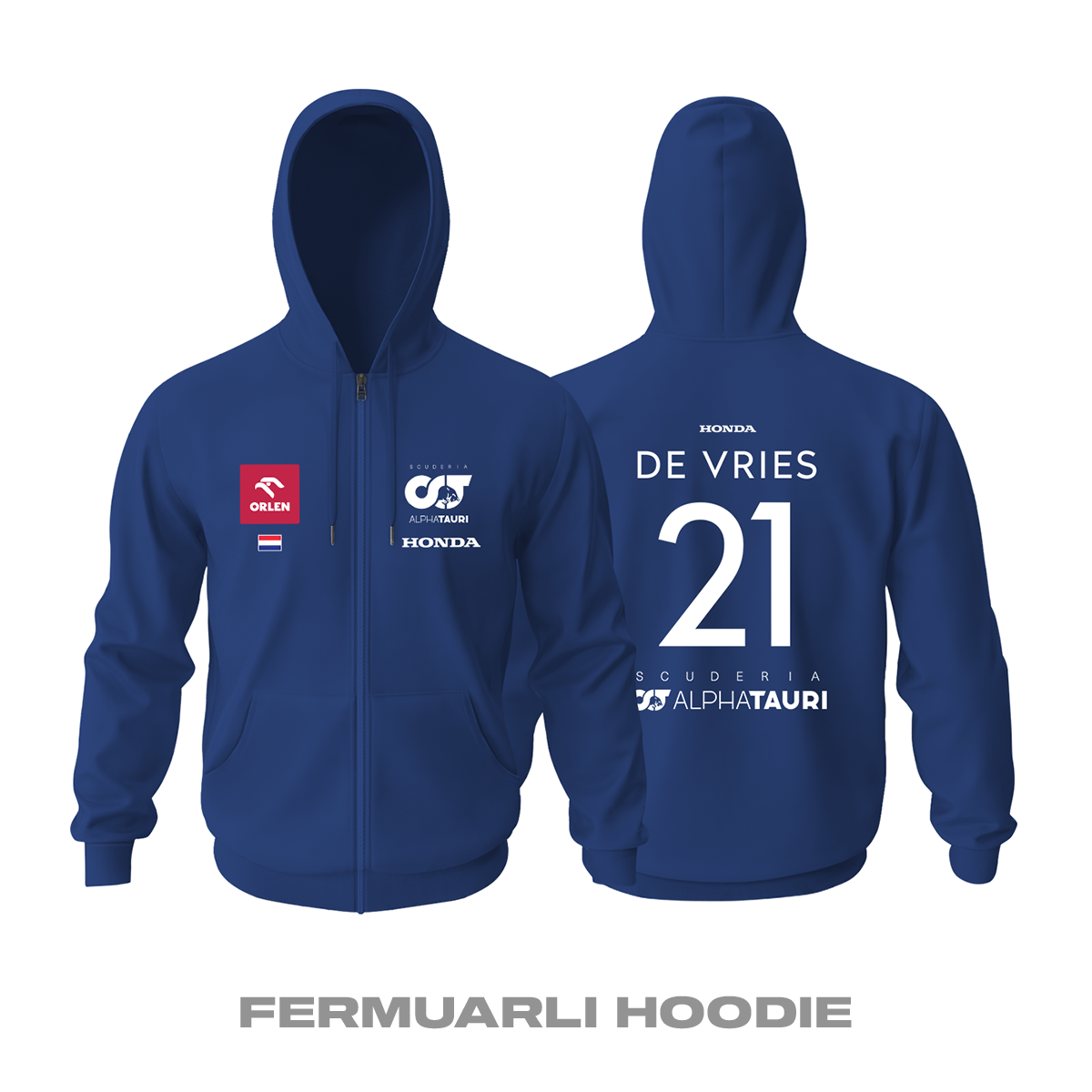 Scuderia AlphaTauri: Navy Crew Edition 2023 Fermuarlı Kapüşonlu Hoodie