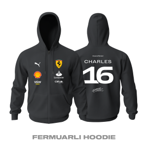 Scuderia Ferrari: Black Crew Edition 2023 Fermuarlı Kapüşonlu Hoodie