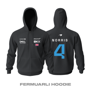 McLaren F1 Team: Black Crew Edition 2023 Fermuarlı Kapüşonlu Hoodie