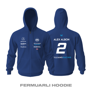 Williams Racing: Navy Crew Edition 2023 Fermuarlı Kapüşonlu Hoodie