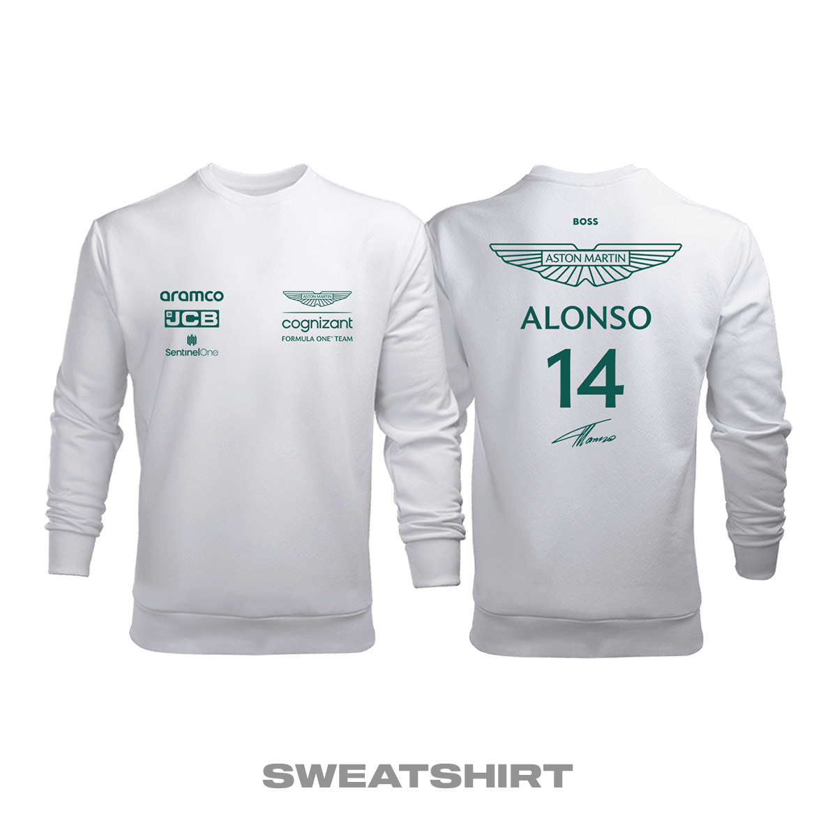 Aston Martin F1 Team: White Crew Edition 2023 Sweatshirt