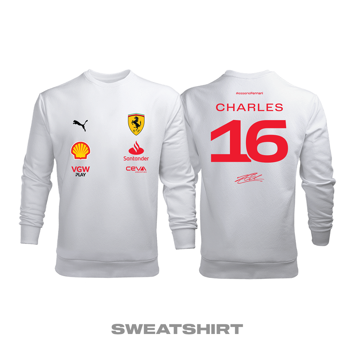 Scuderia Ferrari: White Crew Edition 2023 Sweatshirt