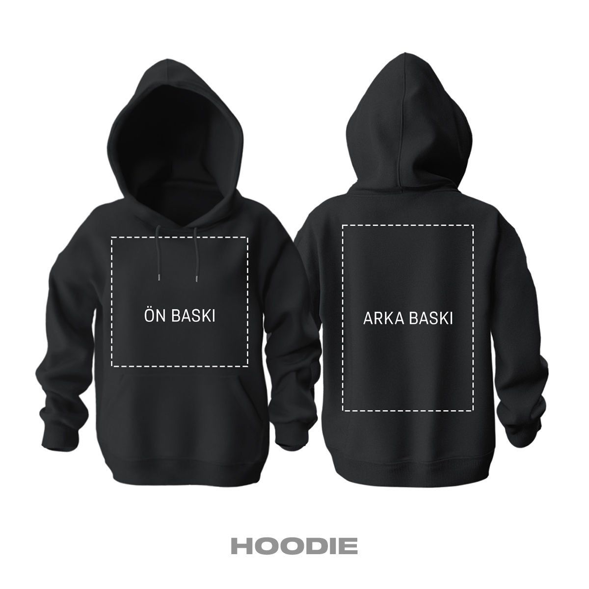 Kişisel Baskı - Siyah Kapüşonlu Hoodie