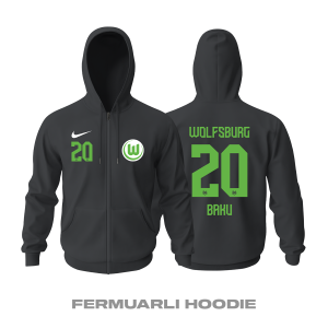 VfL Wolfsburg: Away Edition 2021/2022 Fermuarlı Kapüşonlu Hoodie