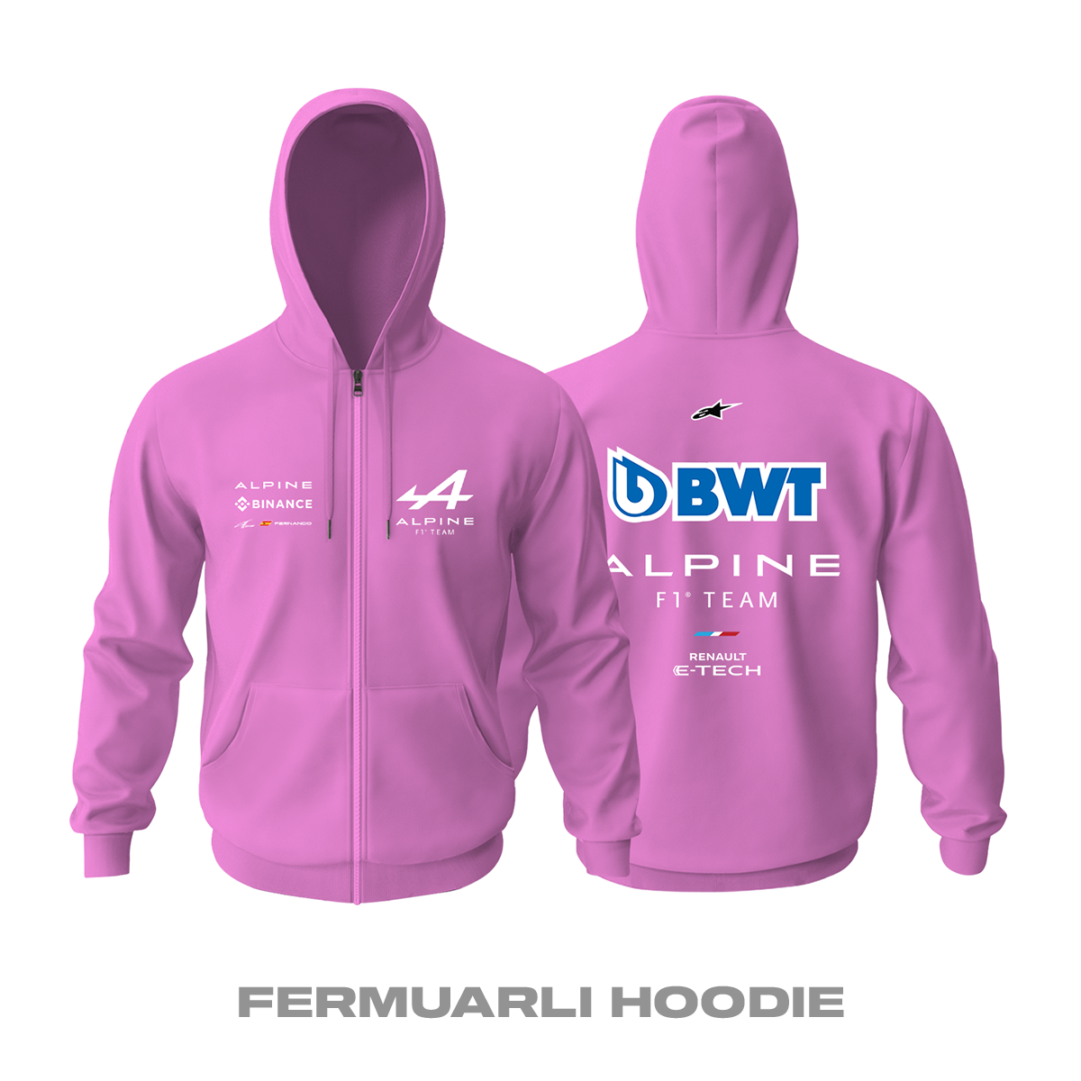 Alpine F1 Team: Pink Edition 2022 Fermuarlı Kapüşonlu Hoodie