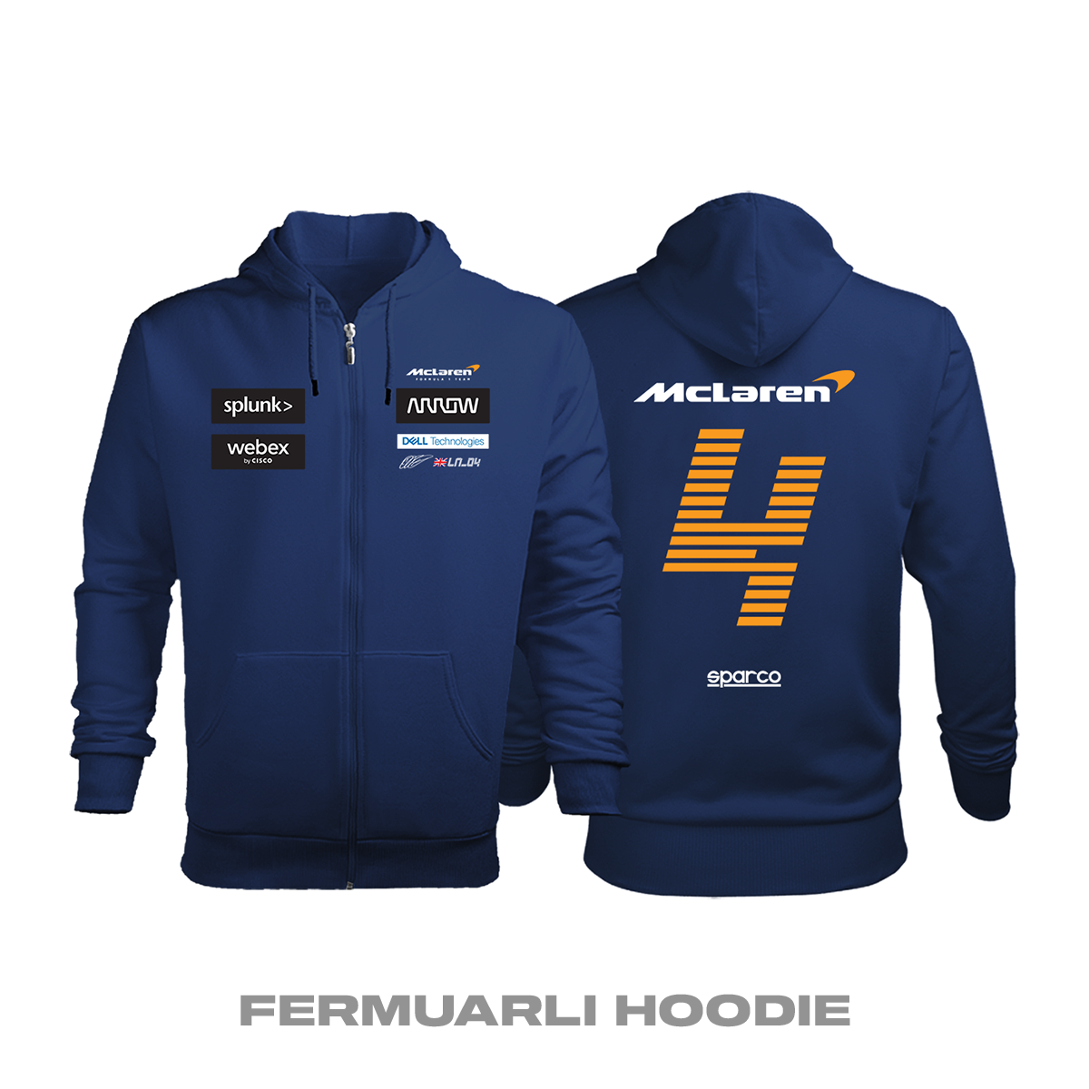 McLaren F1 Team: Navy Edition 2021 Fermuarlı Kapüşonlu Hoodie