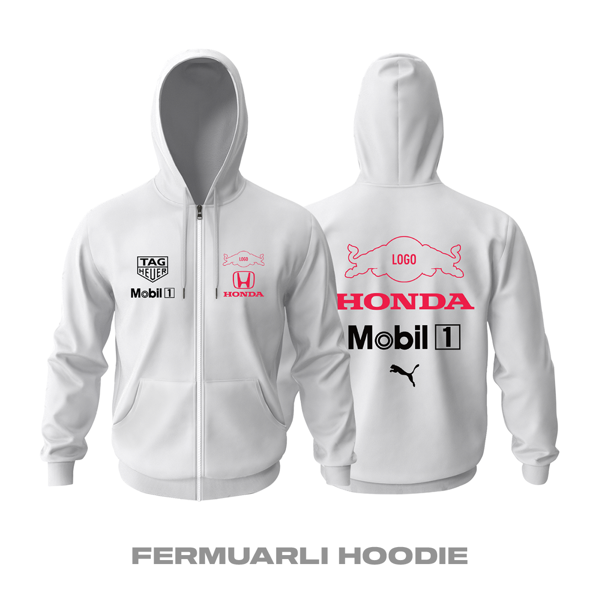Oracle Racing: Honda Veda Edition Fermuarlı Kapüşonlu Hoodie