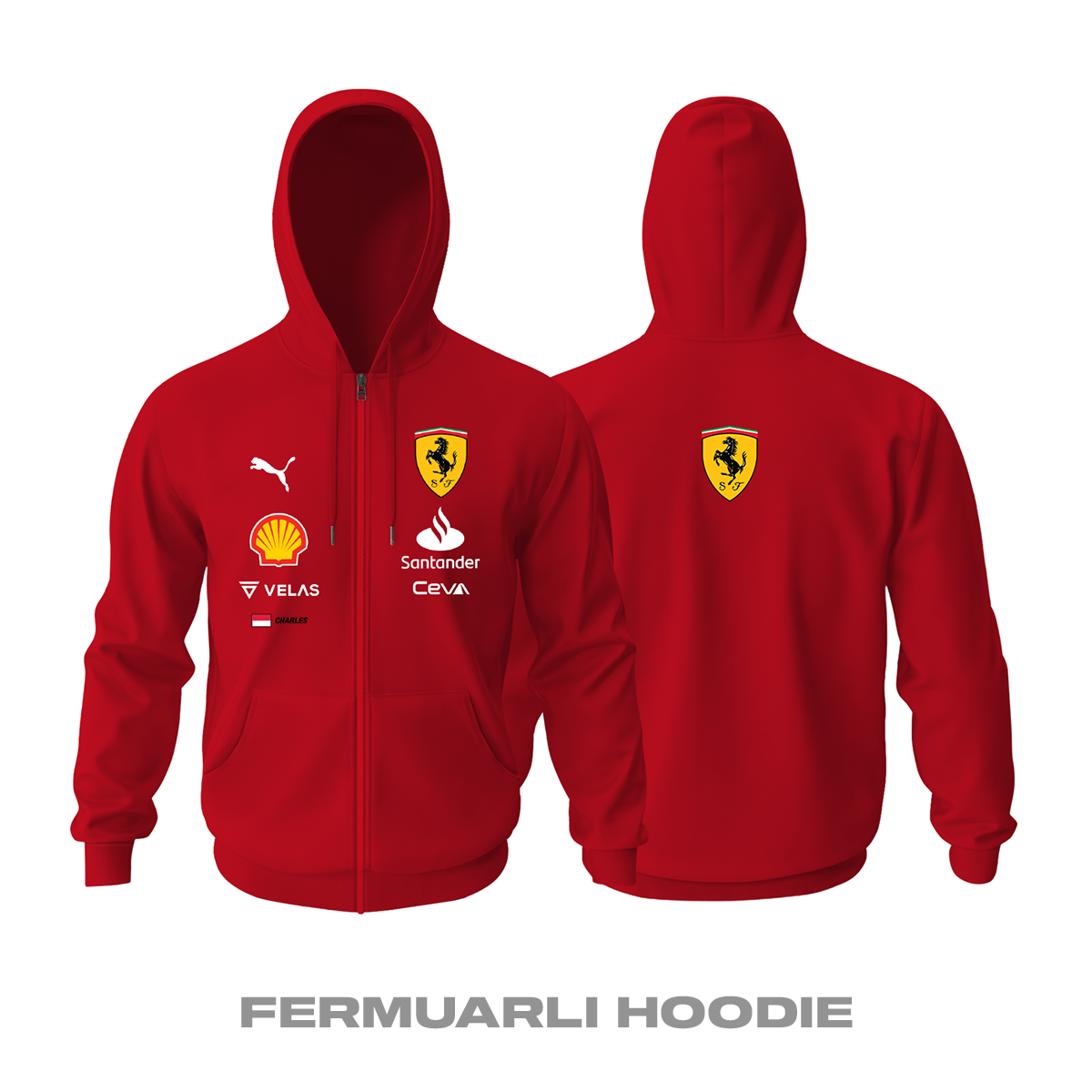 Scuderia Ferrari: Red v2 Edition 2022 Fermuarlı Kapüşonlu Hoodie
