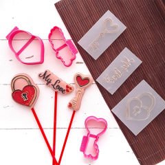 Kalp Anahtar-Kilit Mini Set Sevgililer Günü Kabartma Baskı