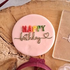Happy Birthday - 12 Kabartma Baskı
