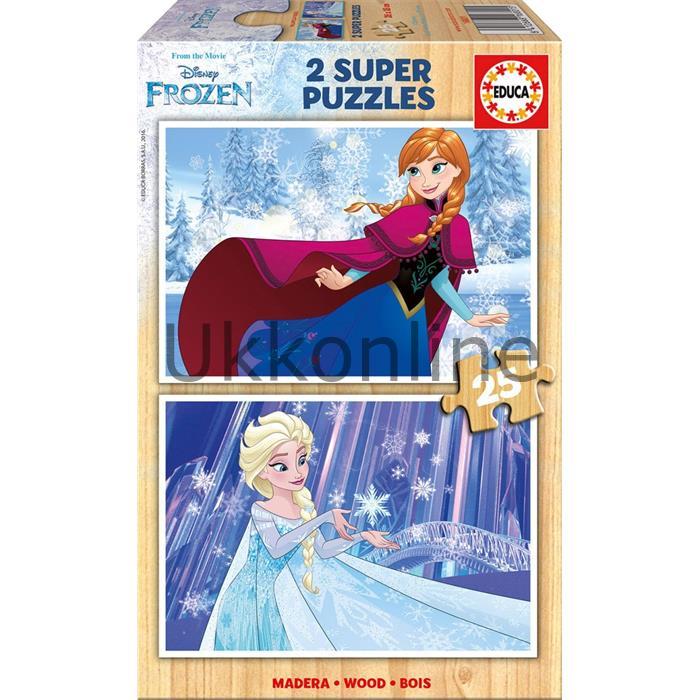 Educa 2x25 Parça Disney Frozen Ahşap Çocuk Yapboz 16801