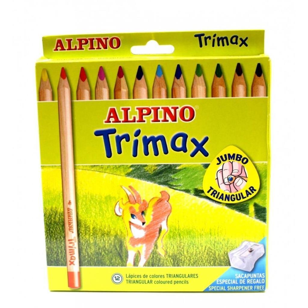 Alpino Trimax Üçgen Şekilli Jumbo Kuru Boya 12 Renk