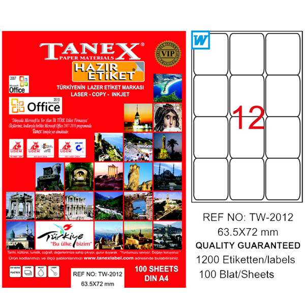 TANEX LAZER ETİKET 63-72 TW 2012