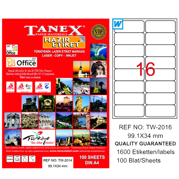 TANEX LAZER ETİKET 99-34 TW 2016