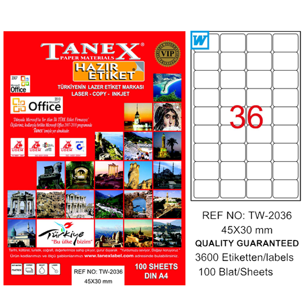 TANEX LAZER ETİKET 45-30 TW 2036