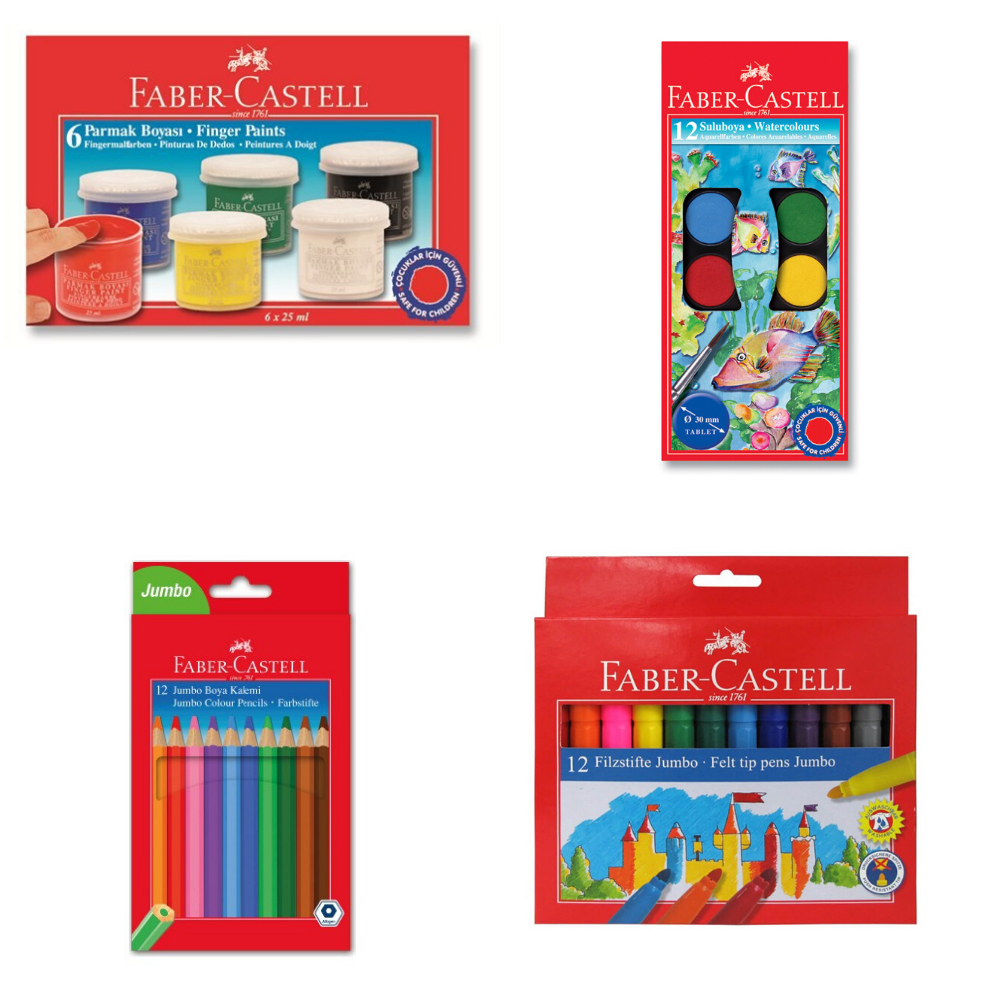 FABER CASTELL JUMBO 12Lİ BOYA AKTİVİTE SETİ EVDE ETKİNLİK  3-4-5 YAŞ