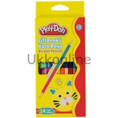 Play-Doh Çift Renkli Kuru Boya Kalemi 24 Renk Bicolor