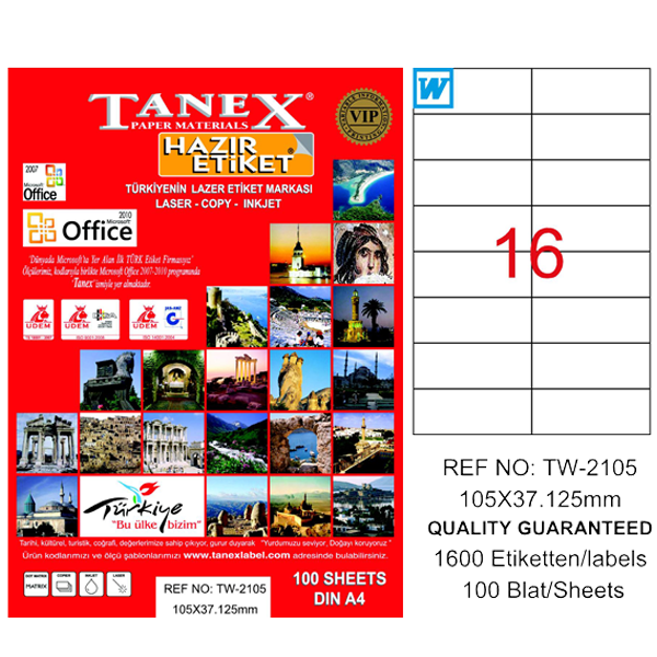 TANEX LAZER ETİKET 105-37 TW 2105